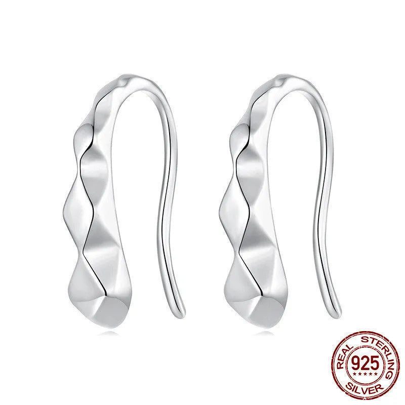 S925 sterling silver rhombus earrings with diamond plaid geometric design in SCE1968 colour