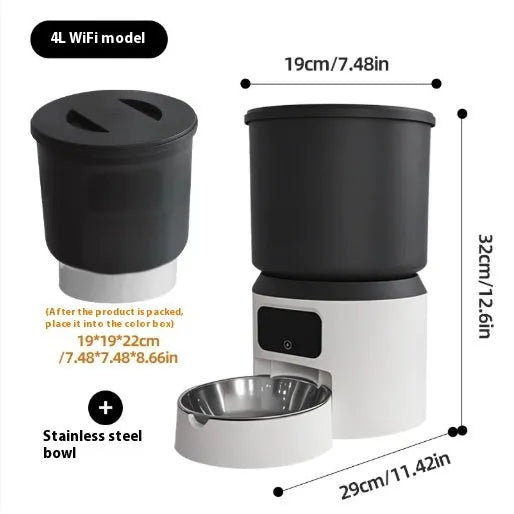 4L smart pet feeder with automatic timer and optional camera monitoring features