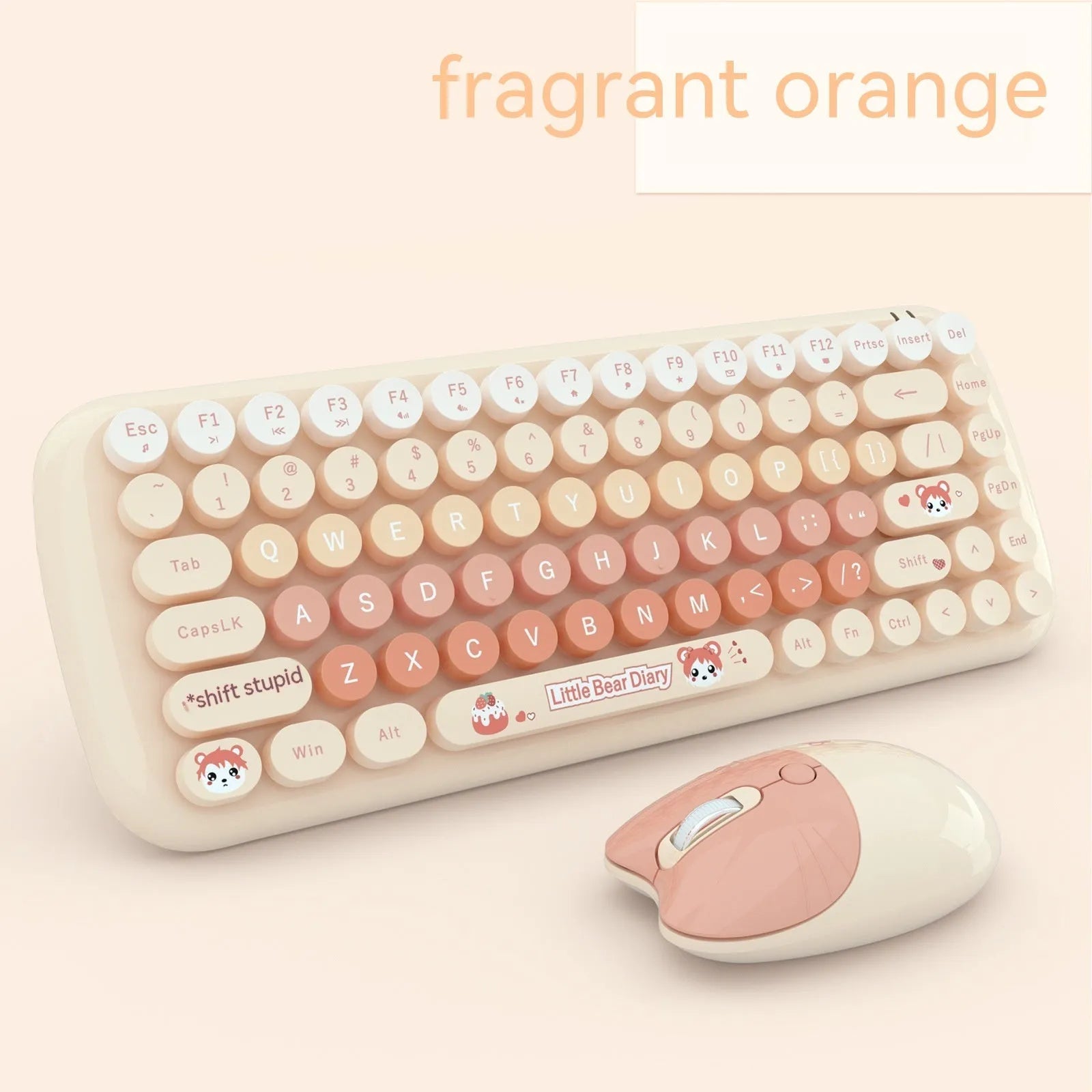 CANDY pink wireless keyboard and mouse set with compact design for notebook use