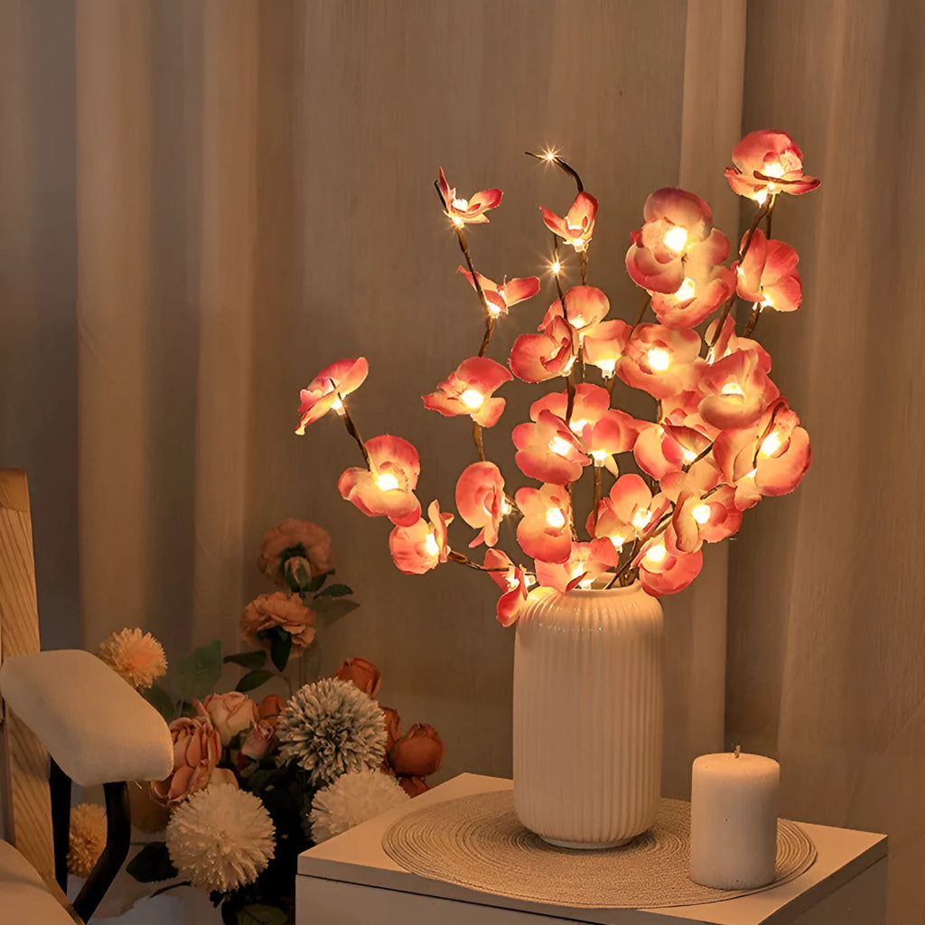 65cm pink LED phalaenopsis branch decorative light with battery operation