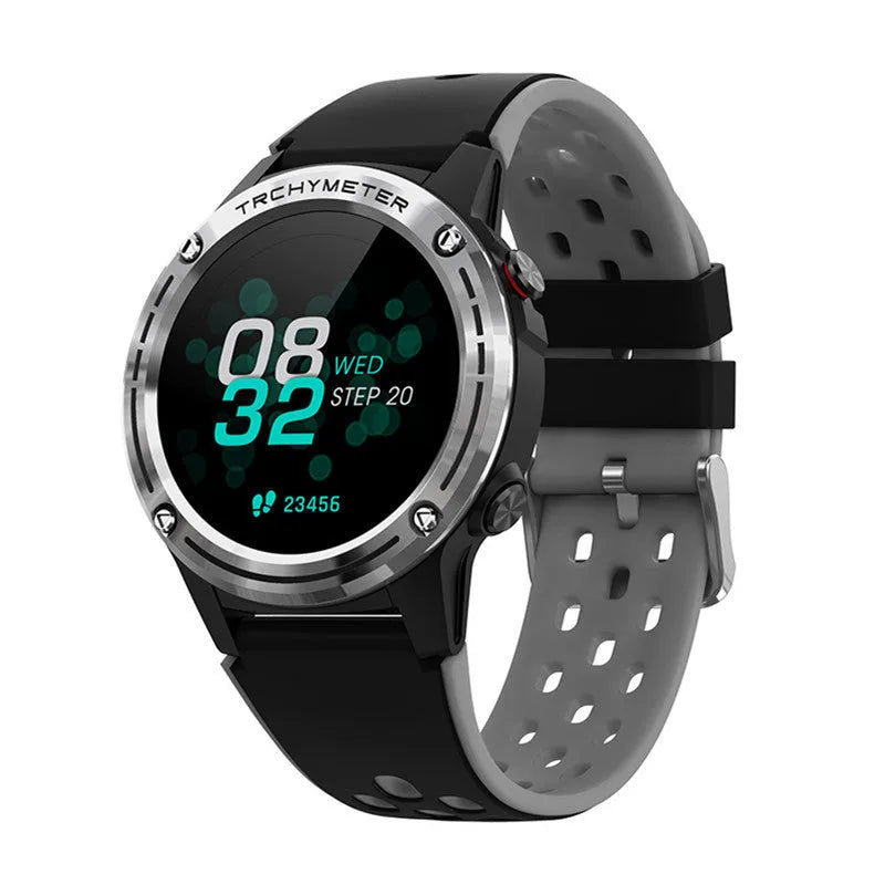 Outdoor sports smart watch with 1.3-inch touchscreen and silicone strap in blue colour
