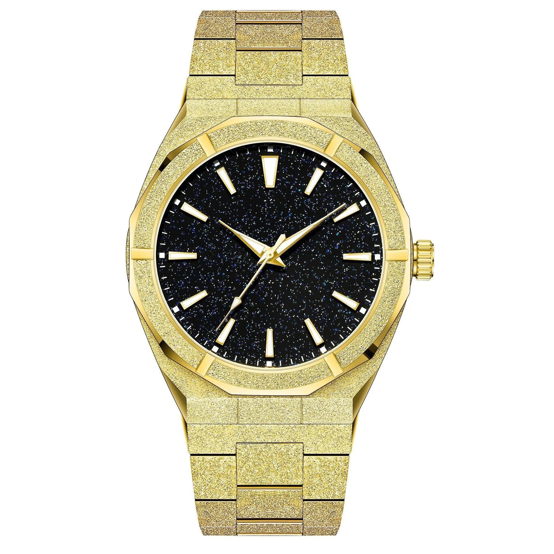 Men's stainless steel business watch with frosted case and luminous hands in silver colour