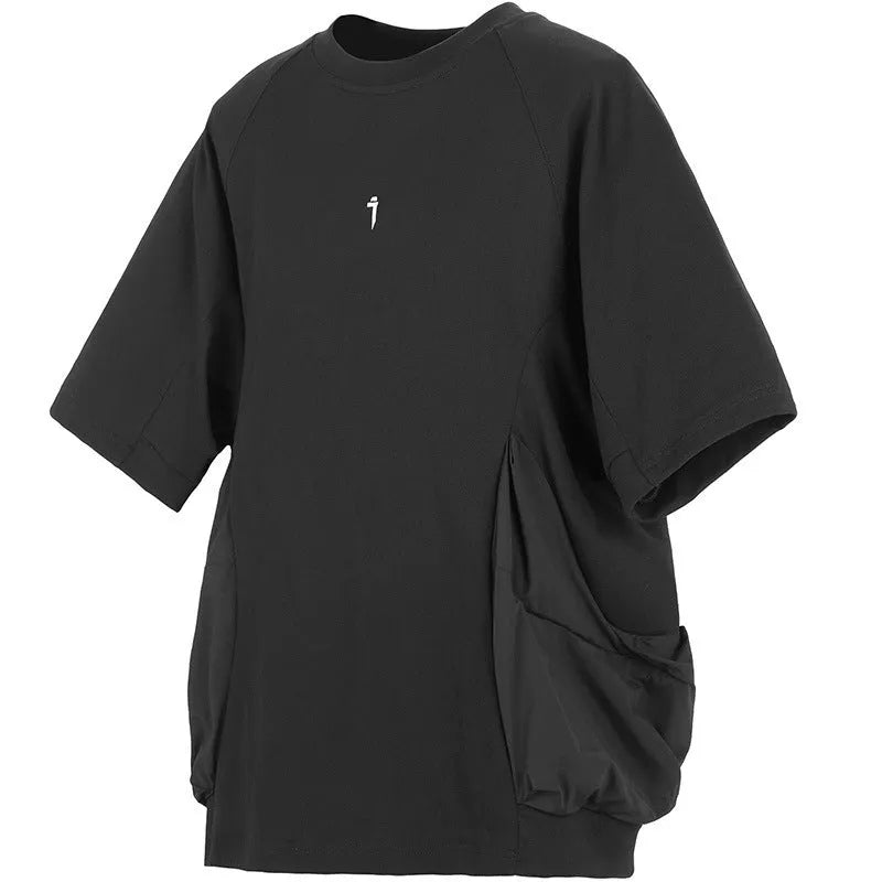 Men's loose fit grey cotton T-shirt with two large patch pockets on chest