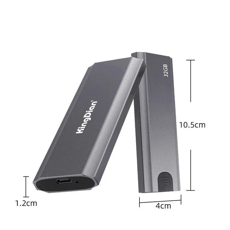 Grey USB 3.0 mobile SSD for direct phone connection with capacity options