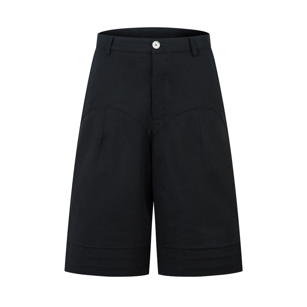 Retro wide leg straight denim trousers in black with loose fit and zip fly