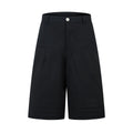 Retro wide leg straight denim trousers in black with loose fit and zip fly