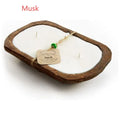 Retro wooden basin three-wick aromatherapy candle with soy wax in lavender scent
