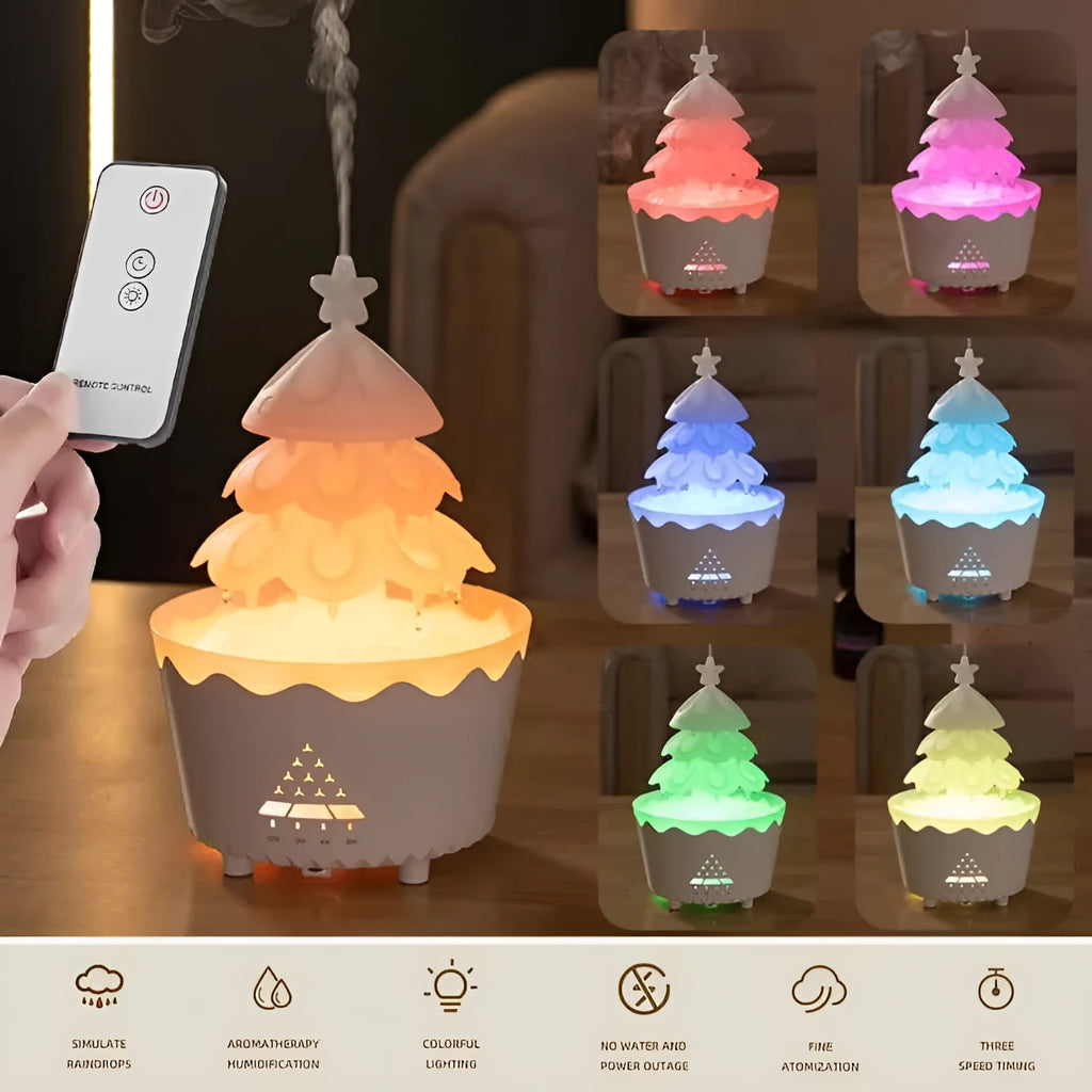 White column-shaped essential oil aroma diffuser with timer and mute operation, 15.2 x 15.2 x 24 cm