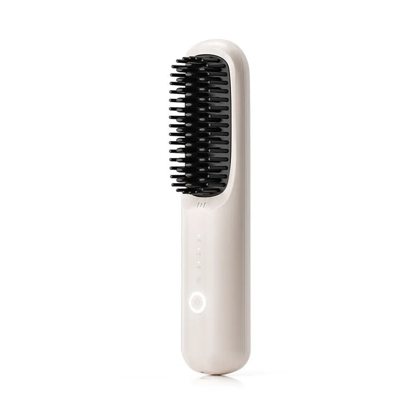 Anion wireless hair straightening comb in beige, pink, purple or black with Type-C charging port