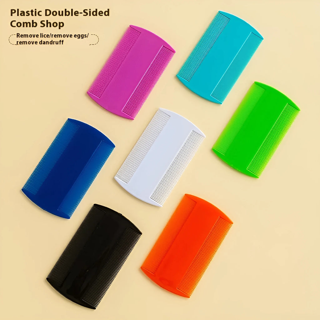 Double-edged plastic fine teeth flea comb for pets and people in various colours