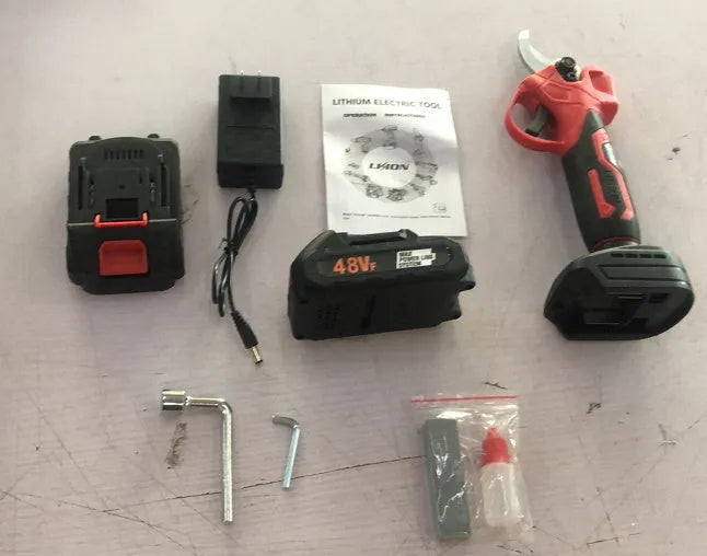Wireless electric pruning knife with lithium battery and brushless motor for garden branch cutting