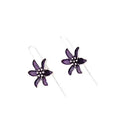 Purple flower-shaped earrings with electroplated finish and alloy construction