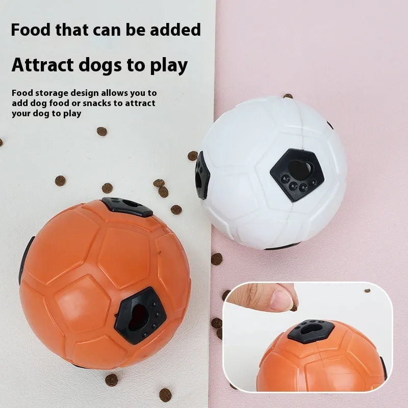 Orange and white TPR dog ball toy with textured teeth cleaning surface