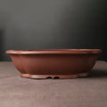 Handmade purple clay bonsai basin with classical Chinese design measuring 25x20x7cm