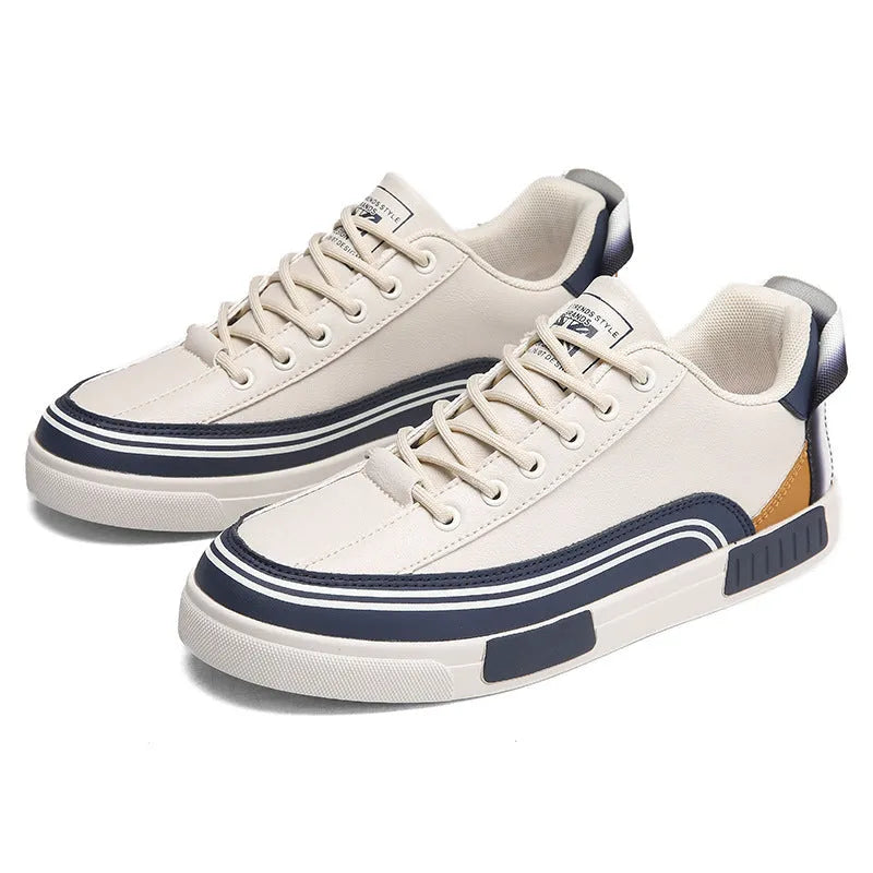 Men's canvas casual shoes with section mesh design in beige and white with green colour options