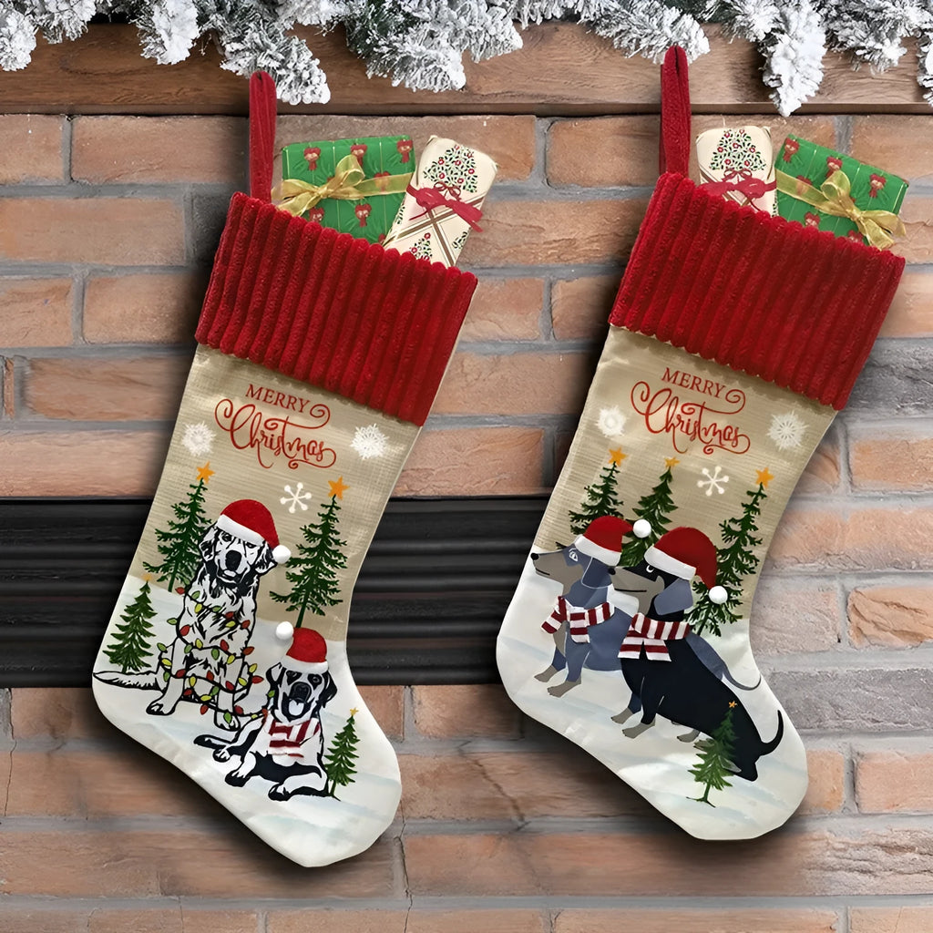 Christmas tree pendant gift bag for pet ornaments with fireplace design