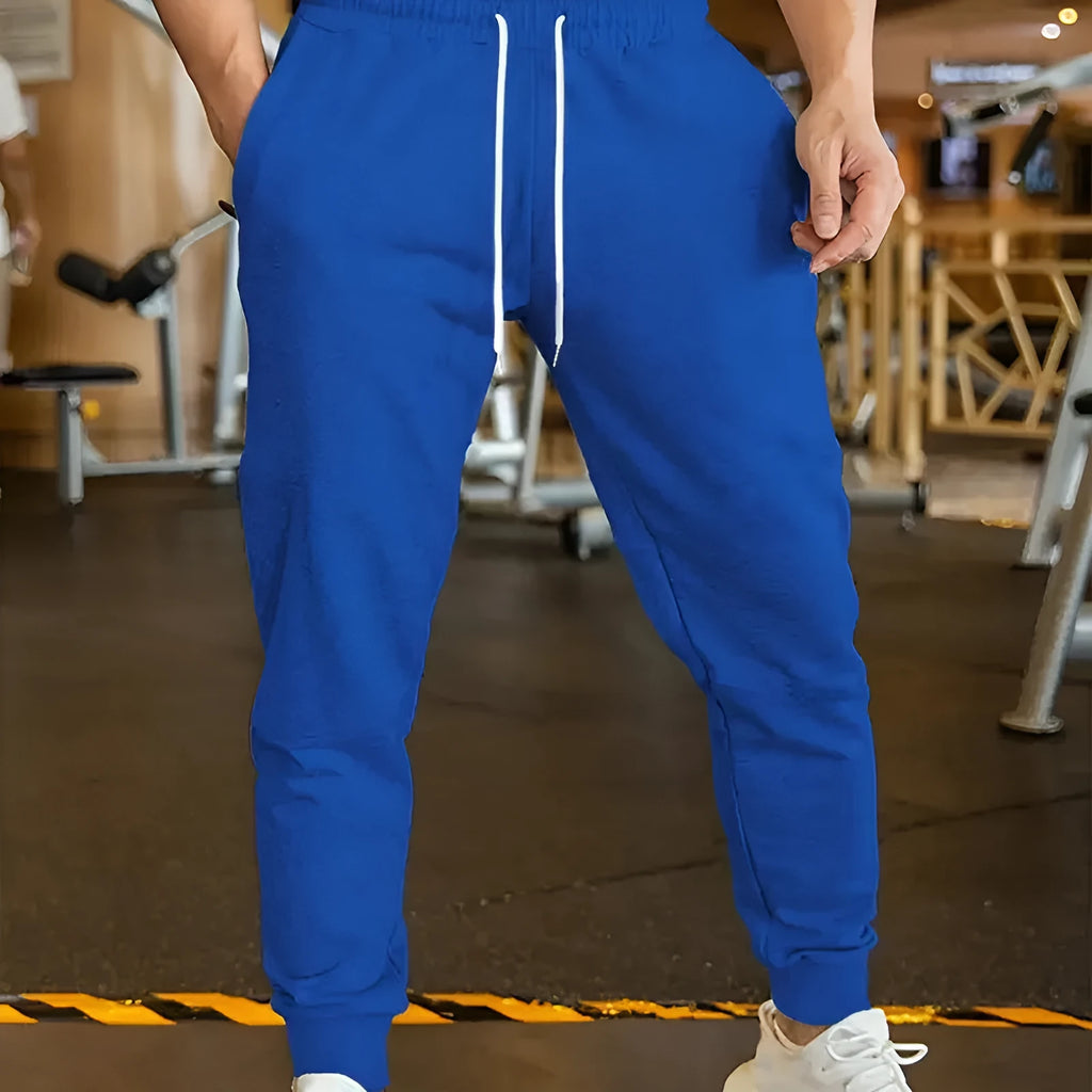 Men's linen leisure trousers with elastic waist and drawstring in loose fit casual style
