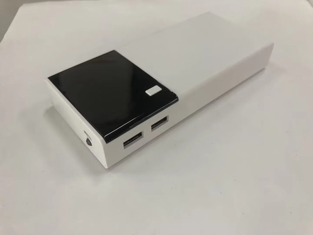 Black rice design 20000mAh power bank showing compact rectangular shape and charging port