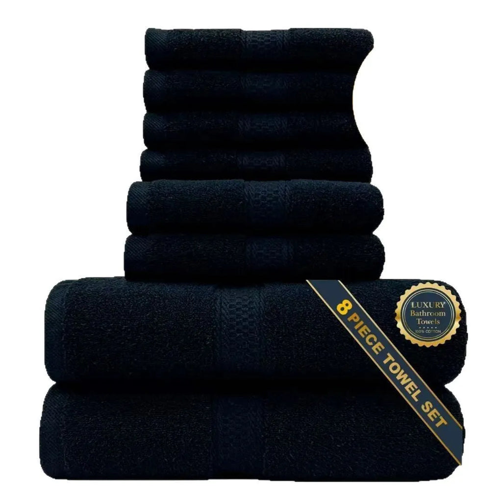 Pure cotton jacquard bath towel in dark blue, 70x140 cm, woven pattern on white background
