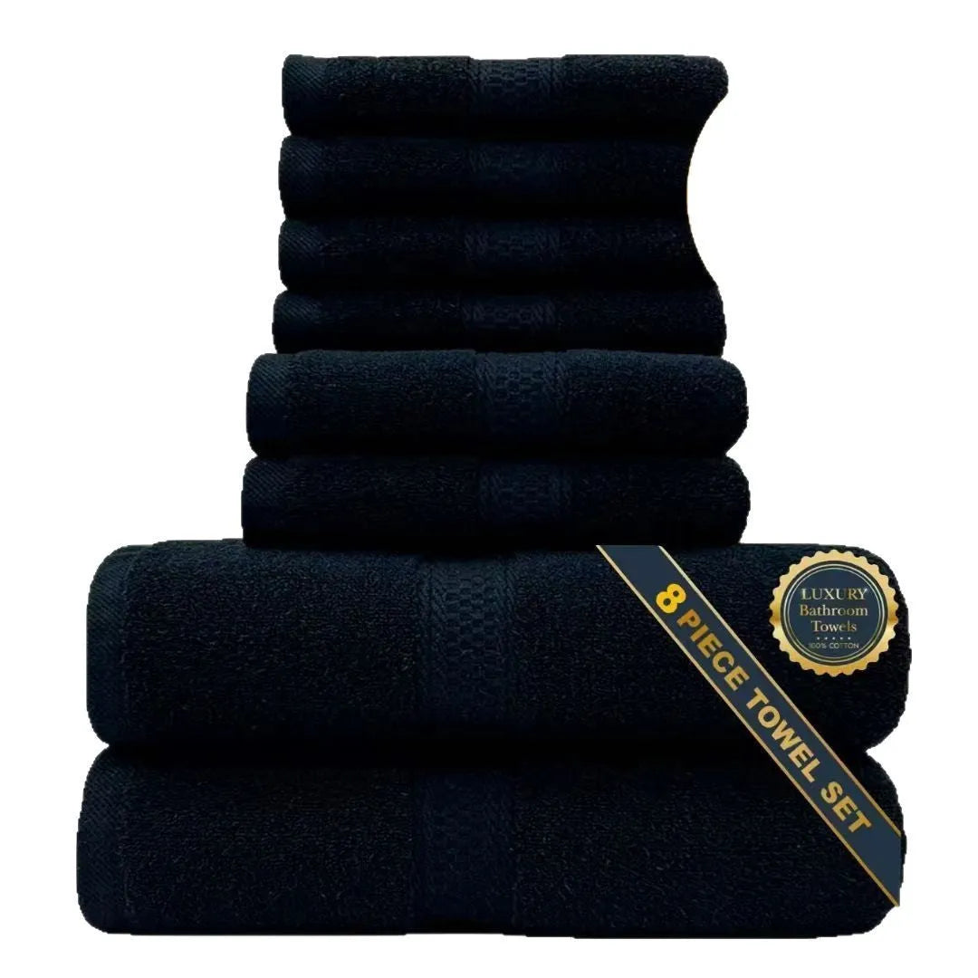 Pure cotton jacquard bath towel in dark blue, 70x140 cm, woven pattern on white background