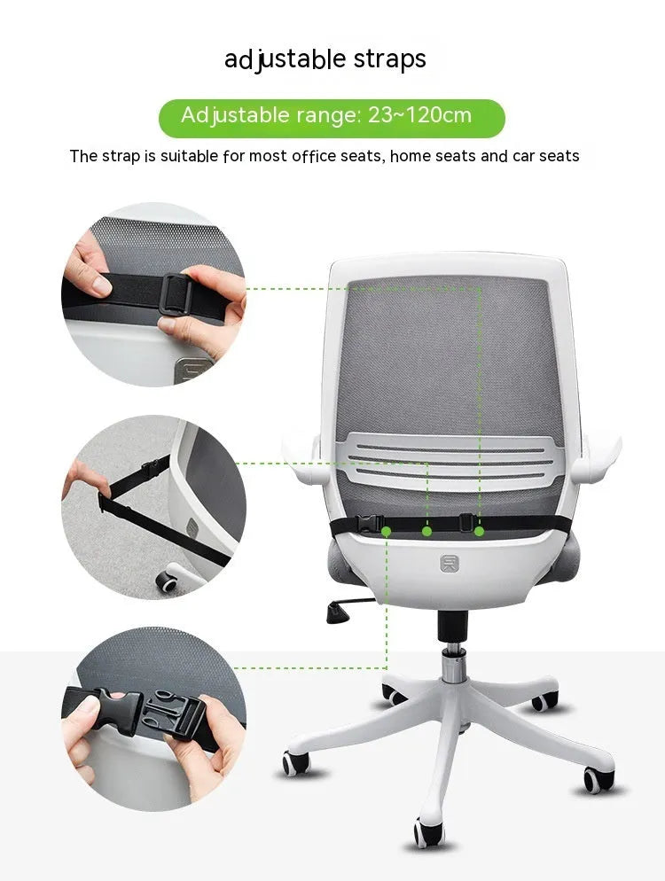 Memory foam car cushion with fixation straps in black, grey and creamy white solid colours