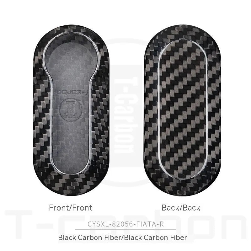 Carbon fibre and glass fibre car key replacement shell set showing black, red, and silver black colour options