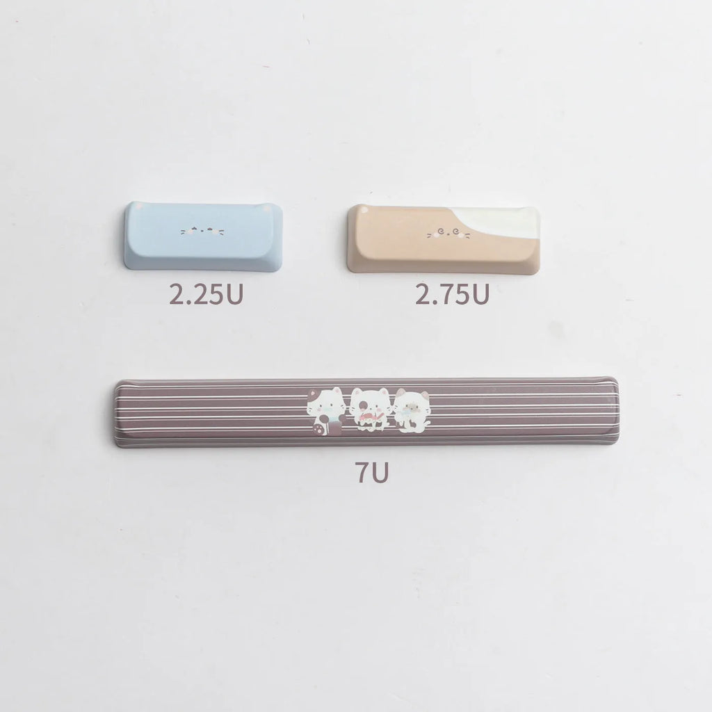 Sea Salt Cat themed PBT keycap set for mechanical keyboards with 7u space bar supplement