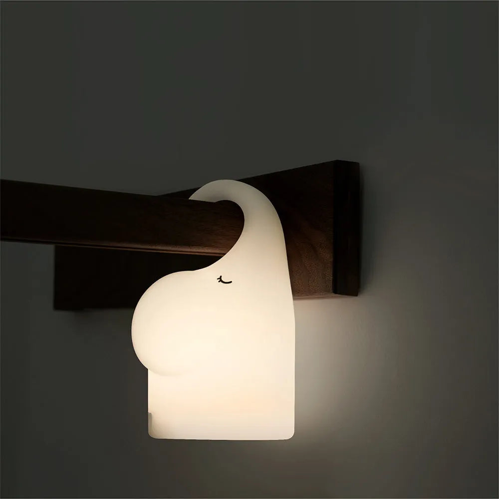Elephant silicone night light with warm white glow for bedroom bedside use