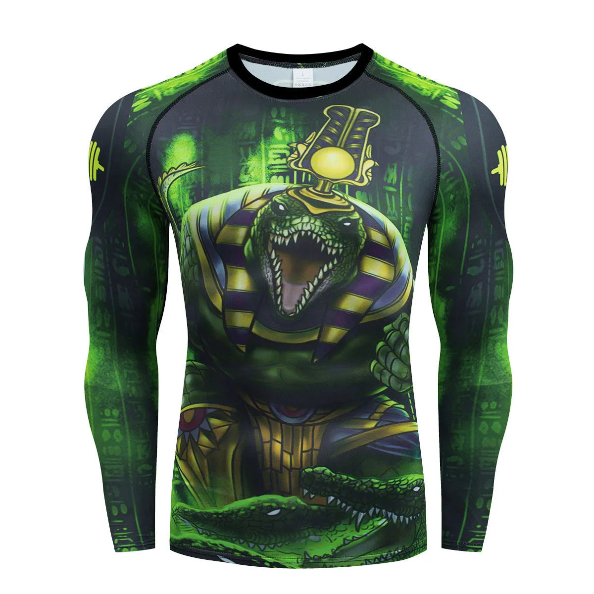 Men's slim-fit stretch sports suit set in ZF016 print design, includes long-sleeve top and trousers.