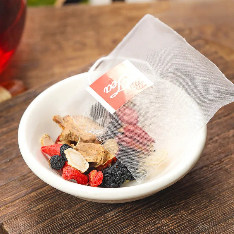 Bag of ginseng black wolfberry tea showing 40 individual sealed sachets.