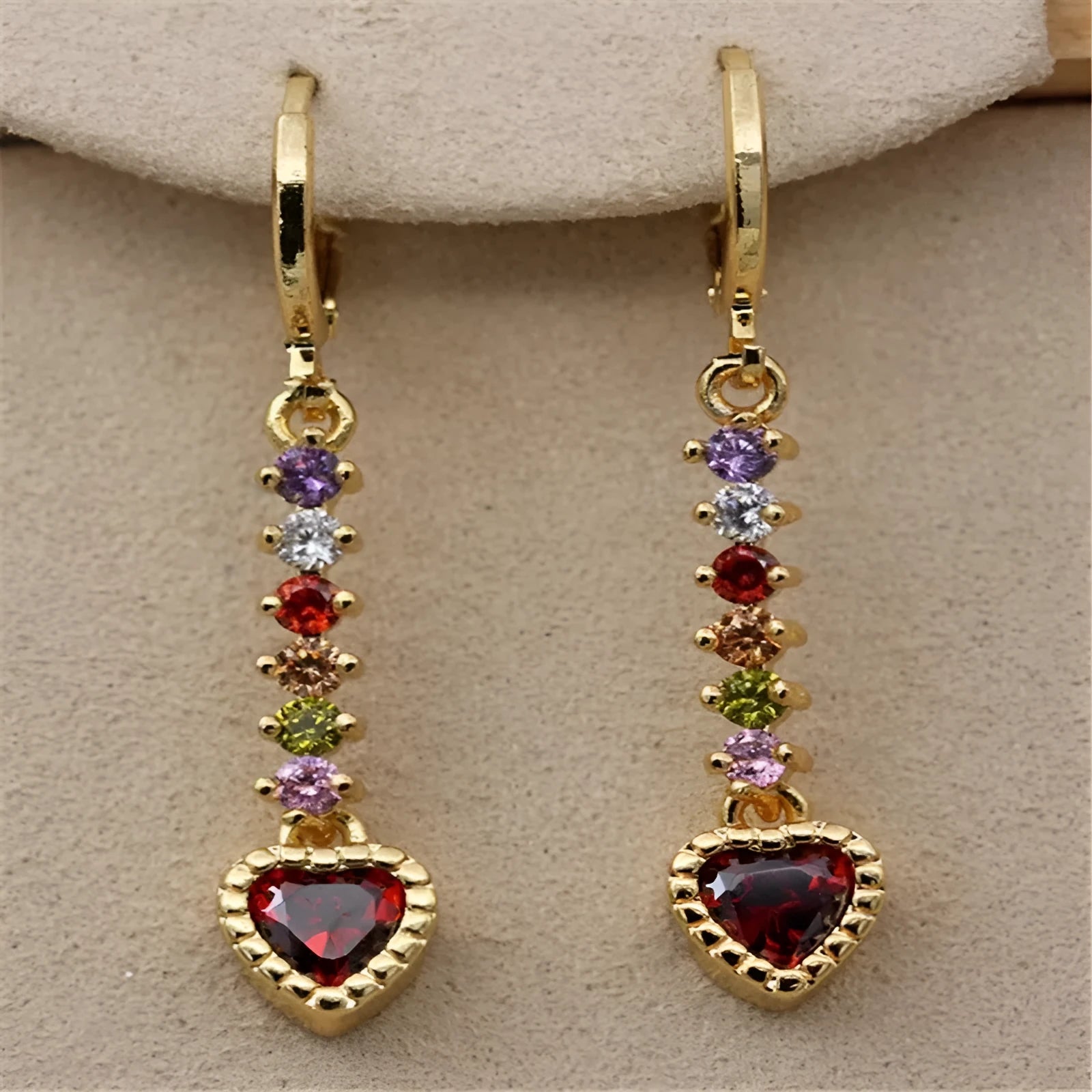 Women's heart-shaped fashion earrings in gold or silver electroplated alloy