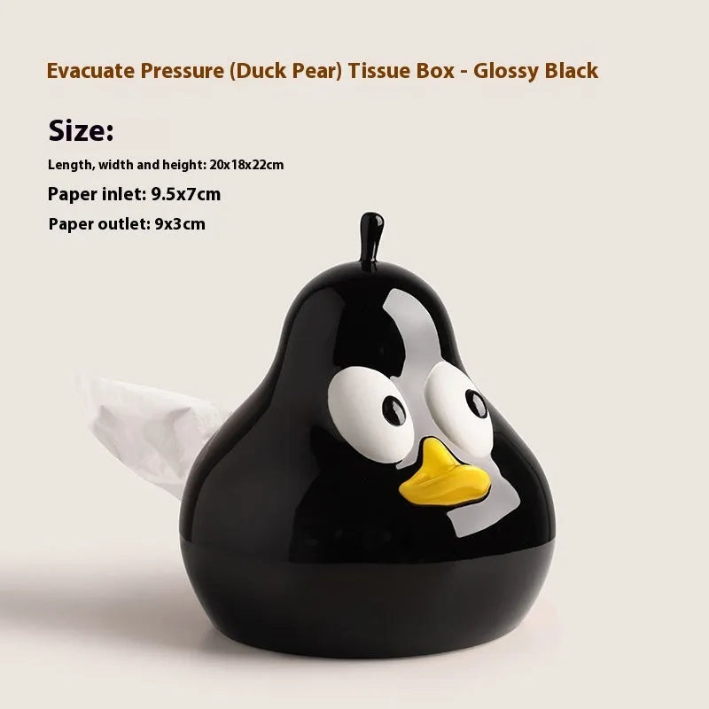 Ceramic pear-shaped tissue box in black or green for living room or desktop use