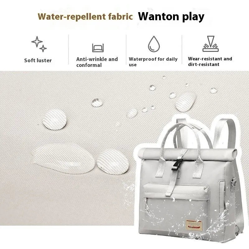 Shockproof waterproof nylon laptop bag in black, shown in medium and large sizes for 13-15.6 inch laptops.