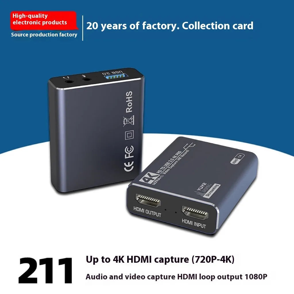 Black MS2131 chip 4K gaming set-top box with USB data collection port