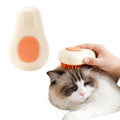 Green and white cat steam brush with water spray system and silicone teeth for pet grooming