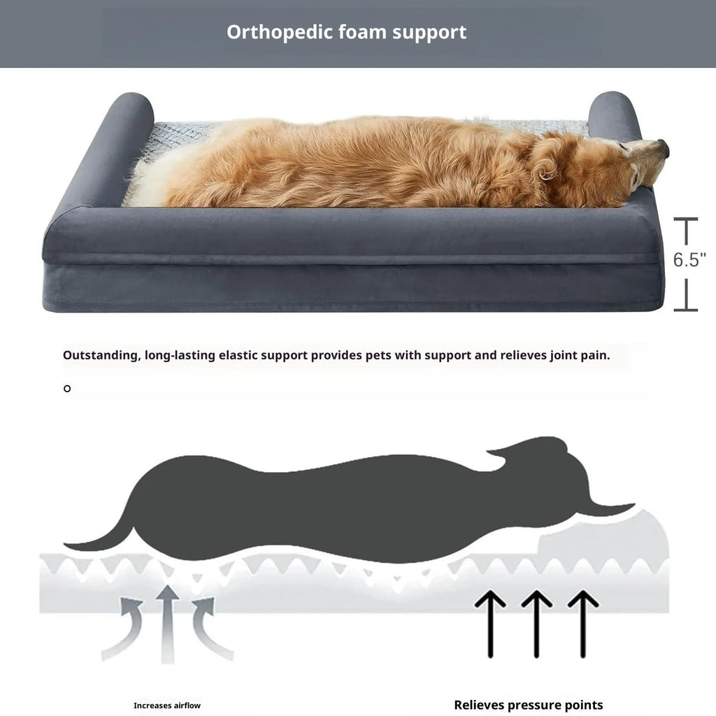 Rectangular cloth dog sleeping mat in gray with simple design for four seasons use