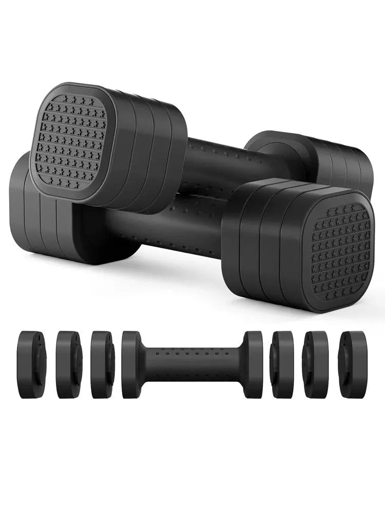 Women's detachable 5 lb dumbbell set in pink, blue, black, or purple colours