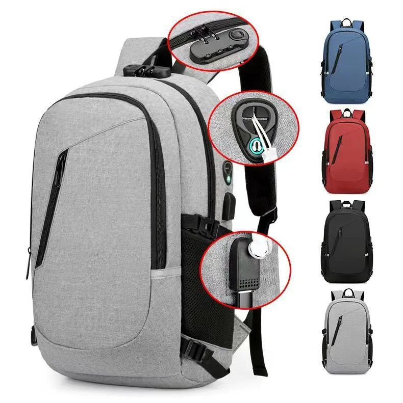 Men's solid colour Oxford cloth computer backpack with 20-35 litre capacity