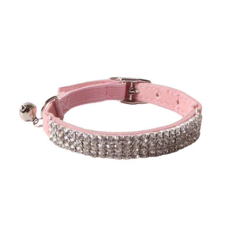 Flocking material cat collar with elastic buckle in seven colour options