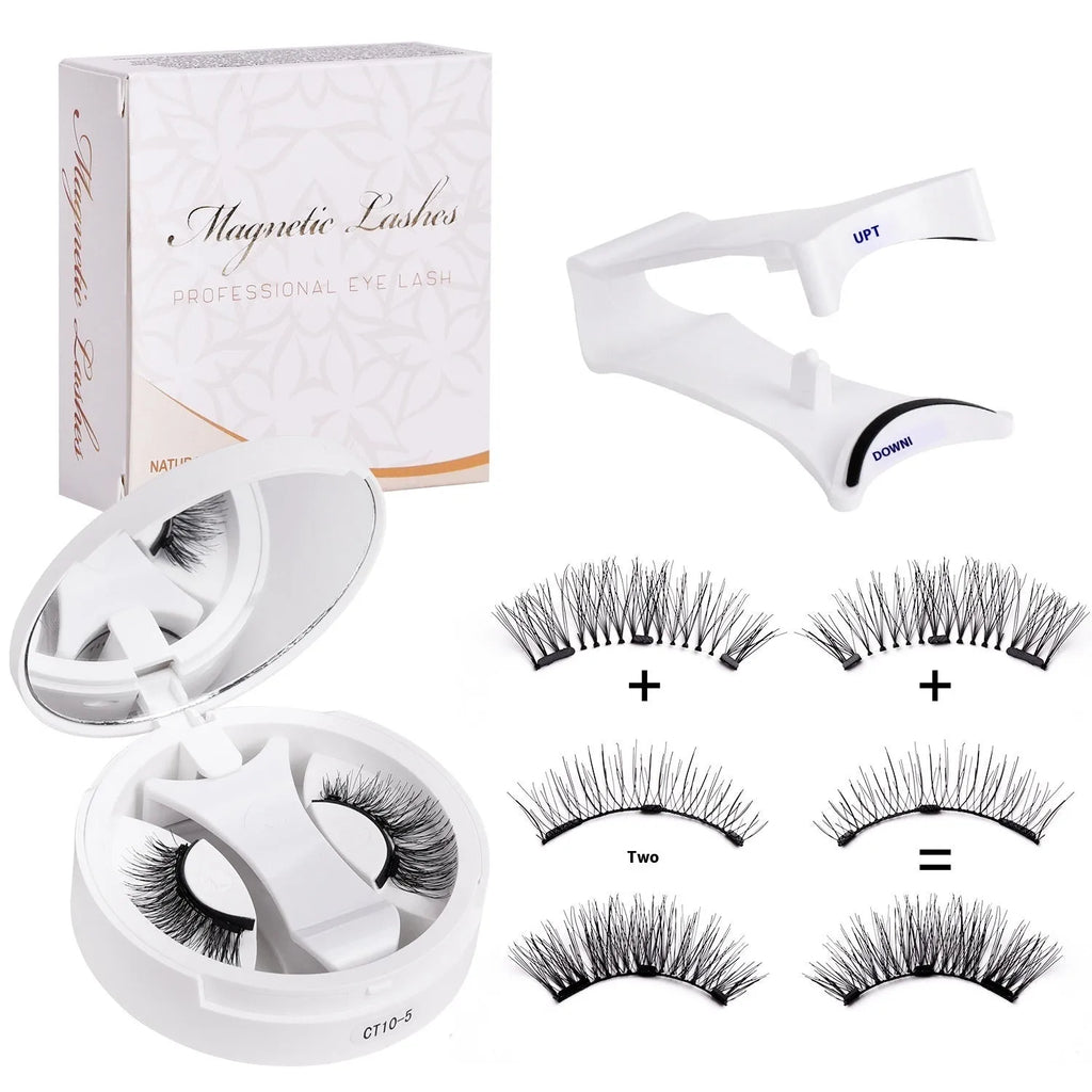 Portable case with integrated soap holder for magnetic false eyelashes storage and cleaning.
