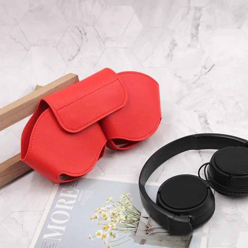 AirPods Max protective case in PU leather with sewn edges, showing colour options