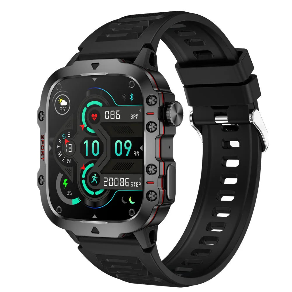 QX11 Smart Bluetooth Watch with TFT screen showing fitness metrics on black zinc alloy case