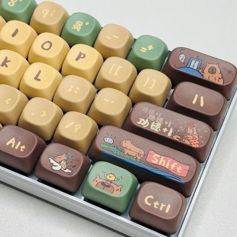 Capabala 130 key mechanical keyboard keycap set showing MOA Height profile and ABS construction