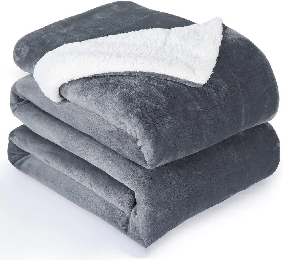 USB electric heating blanket in grey, brown and white colours with flannel fabric