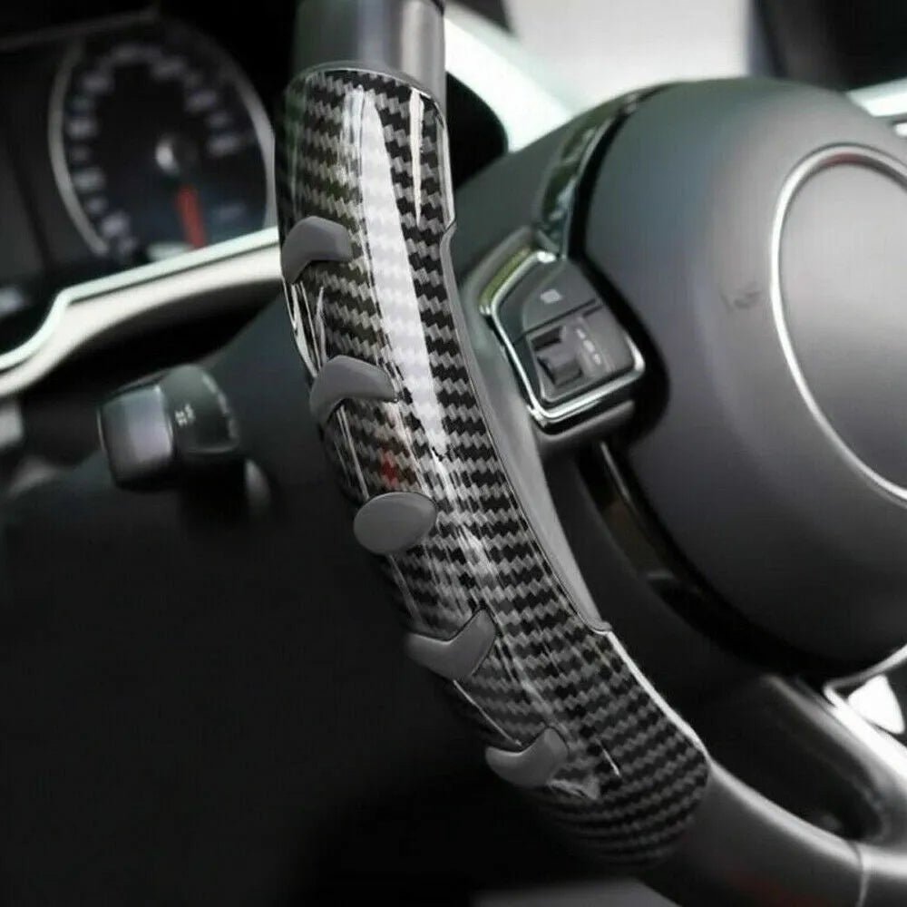 Carbon fibre black steering wheel anti-skid sleeve for universal 38cm fit.