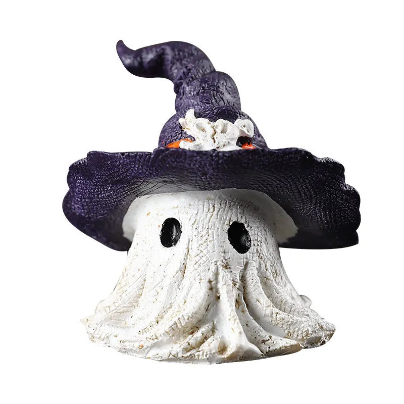 Kids' black and purple resin wizard hat ornaments for Halloween and festive decorations