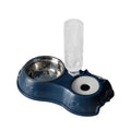 Small unplugged pet drinking bowl with stainless steel bowl and plastic base, 24.5x29.5cm