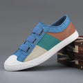 Men's low-top canvas sneakers with elastic band and vulcanised rubber sole in beige colour