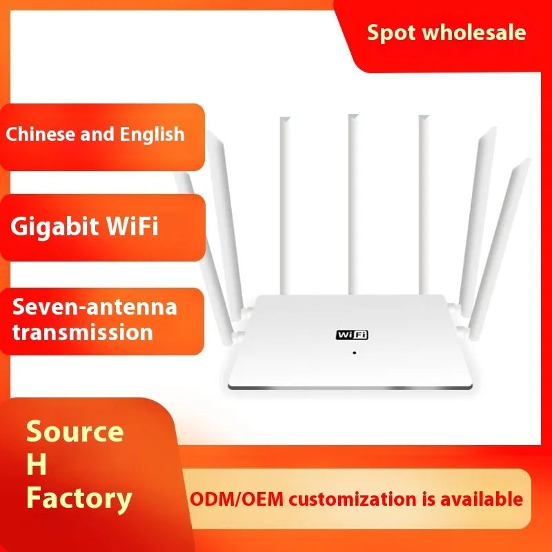 Dual-band Gigabit WiFi router with adjustable antennas in black or white colour options