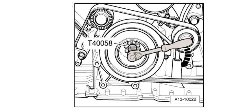 Aodi T40058 crankshaft rotating sleeve adapter with directional arrows for engine timing tool installation